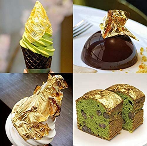 FGLC Gold Leaves 24k Edible Pure Veg Gold Leaves 75MM”x50MM” Size 25pcs Gold Vark Sheets, Varak for Sweets, Cake Decoration, Ice Cream, Serums, Ayurvedic Medicine, Royals Foods, Face Facial Spa, Nails