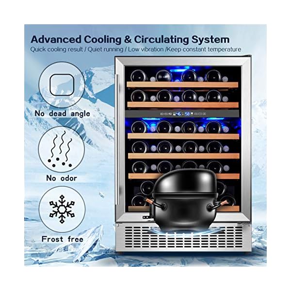 AAOBOSI 【Upgraded】 Wine Cooler Dual Zone, 24 inch 51 Bottle Wine Refrigerator Builtin or