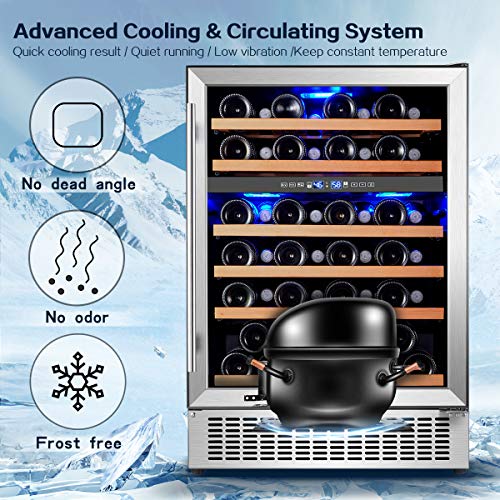AAOBOSI 【Upgraded】 Wine Cooler Dual Zone, 24 inch 51 Bottle Wine