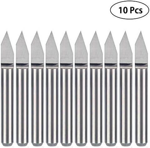1/8 Engraving Bits, HUHAO 45 Degree Carbide CNC Engraving Bits 1/8 Shank 0.1mm Tip Dia Sharp Conical Cutter V-Bit for PCB Acrylic MDF 10PCS