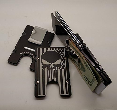 Helm American Flag Punisher RFID Protected Aluminum Wallet & Credit Card Holder44; Black