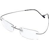 Jcerki Frameless Myopia Glasses Men and women Nearsighted Glasses -3.50 Strength Fashion Distance Spectacles