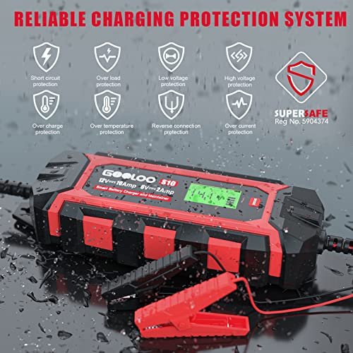 GOOLOO 10Amp Car Battery Charger, 6V and 12V Fully Automatic Battery