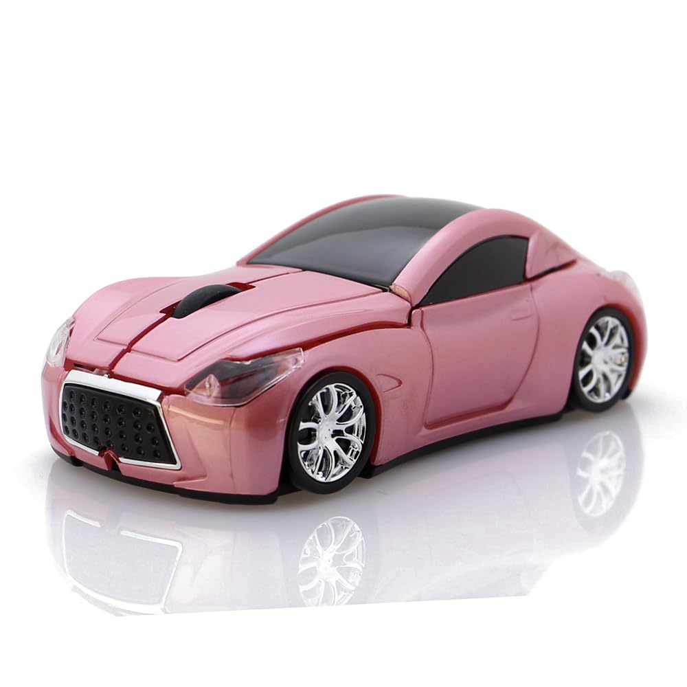 Photo 1 of Computer Wireless Mouse Car Shape Optical Mice USB 2.4Ghz for PC Laptop (Pink)