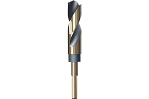 HUHAO 21/32 Inch Drill Bit - Reduced Shank High Speed Steel HSS 4341 for Heavy-Duty Metal & Steel, 10mm (3/8"), Black Nitride & Gold Titanium Coated for Structural Beams, Thick Plates