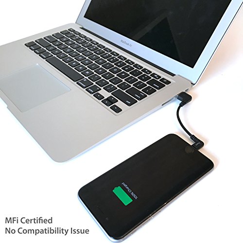 MFi Certified 90 Degree Lightning to USB Cable for Headphones Amplifier or DAC, DJI and More Connecting to iPhone iPod iPad (10cm / 4 inches)