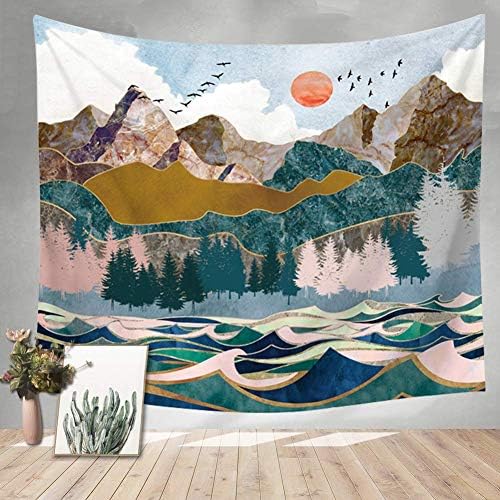 Mazheny Mountain Forest Tree Tapestry Wall Hanging For Home Room Sunset NatureTapestry Wall Decor Room (Mountain Tree, 59.1" x 82.7")