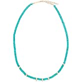Zoe Chicco Women's 14k Gold & Turquoise Rondelle Bead Necklace with 3 Prong Diamonds