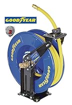 Goodyear Steel Retractable Air Compressor/Water Hose Reel with 1/2 in. x 50 ft. Rubber Hose, Max. 300PSI