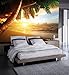 Sandy Beach at Sunset wall decoration – Paradise/ Palm Trees/ Ocean Mural-Beach Motiv – XXL wallpaper by GREAT ART 82.7 Inch x 55 Inch
