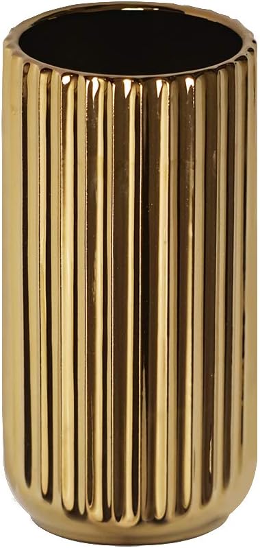 7 inch Gold Ceramic Flower Vase Home Decor and Table Centerpieces for Friends and Family Christmas, Wedding, Bridal Shower