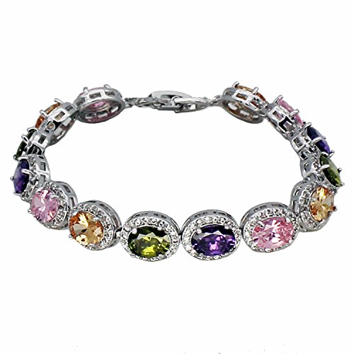 Oval ladies tennis bracelet garnet white topaz amethyst…