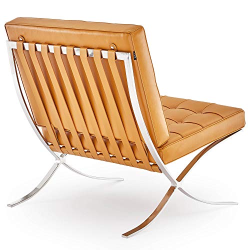 Zuri Furniture Modern Catalonia Lounge Chair Orange Genuine Italian