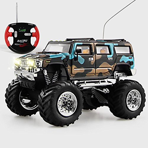 haomsj Hummer RC Radio Remote Control Car Off-Road Rock Vehicle 1:43 High Speed Alloy Racing Cars Camouflage (49MHz)