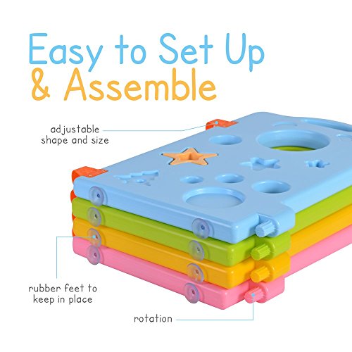 Baby Playpen Kids Activity Area - Multicolor 16-Panel Set Indoor and Outdoor Play Yard - Thumbnail 3