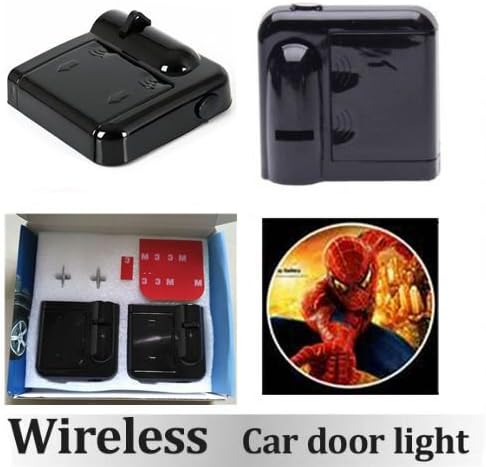 2pcs LED Car Door Light No Drilling Required Wireless Car Projection Light LED Door Welcome Ghost Shadow Light Spider-Man Logo
