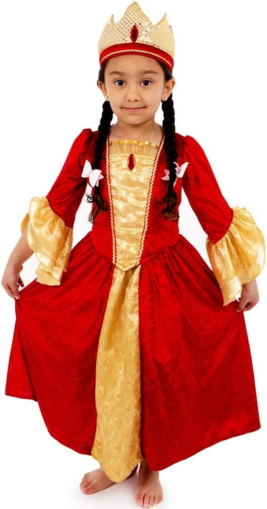 PRETEND TO BEE Royal Queen Dress Up Costume for Kids, Dress & Crown, Years 3-5