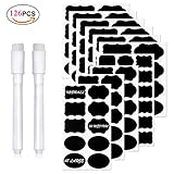 Chalkboard Labels 126 Pack,Vbeauty Reusable Chalkboard Stickers with 2 Premium White Chalk Markers For Labeling Mason Jars, Pantry, Craft Rooms & Closets