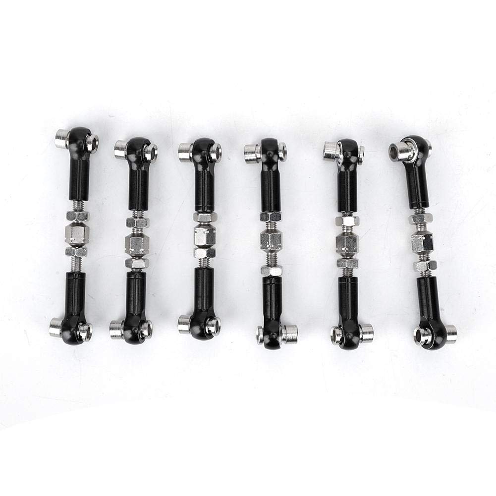Dilwe RC Steering Rod, 6PCS RC Adjustable Servo Links Tie Rod Set Compatible with HSP ZD Racing Hpi LRP Wltoys 1/12 and 1/10 Drift Car Truck Accessories(Black)