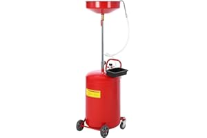 20 Gallon Oil Drain Tank Fluid Fuel Transfer Tank Portable Oil Drain Container Air Operated Drainer with Wheels Adjustable Fu