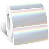 Yeachlaing 1" x 2" Holographic Thermal Label Stickers,Printable Rainbow Glitter Thermal Printer Sticker Labels for Gift Wrapping, Self-Adhesive Name Price Tag DIY Custom Logo Design (500 pcs)