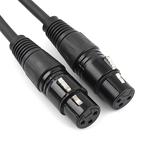 Tisino XLR Y-Splitter Cable, Dual Female XLR to Male XLR Y Cable Balanced Microphone Splitter Cord Audio Adaptor (3 Pin 2 Female to 1 Male)- 1.5 Feet - Thumbnail 2