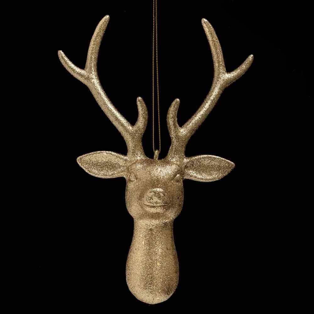 Toyland 22cm Reindeer Head Hanging Tree Decoration CHAMPAGNE- Christmas Tree Decorations