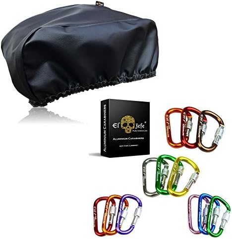 Premium Winch Cover + 8 Locking Carabiners, Keychains | Best Gift Idea for Off Roaders | Dust-proof, Waterproof, UV &amp; Mildew-Resistant Winch Protection Cover | For Electric Winches Up To 17500 Lbs