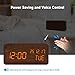 BlaCOG Digital Alarm Clock with Wooden Desk LED Time, Week, Date/Month/Year and Temperature Display, Battery/USB Powered, 3 Alarm Settings, Adjustable Brightness Brown/Orange