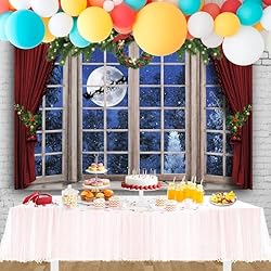 OFILA 12x8ft Christmas Window Backdrop for