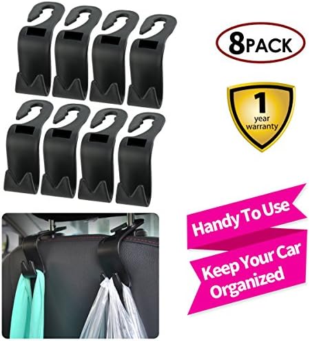 Car Headrest Hooks for Purse Car Seat Hanger Vehicle Back Seat Headrest Hook for Handbags Plastic Headrest Hanger Organizers Hooks (8)