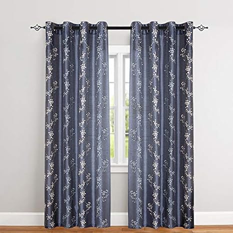 Floral Embroidered Curtains For Bedroom Drapes Semi Sheer Curtains