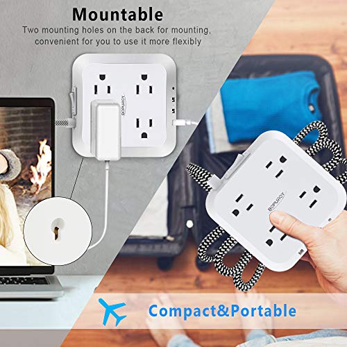 Power Strip with 4 USB Ports, BOPUROY 4 Outlet Surge Protector