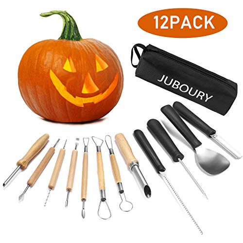 Juboury Pumpkin Carving Tools Kit, 12 Piece Professional Heavy Duty Stainless Steel Carving Tools for Pumpkin Halloween Decoration Jack-O-Lantern - Thumbnail 7