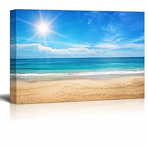 Seascape and Beach Under Blue Sunny Sky Home...