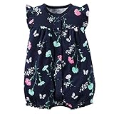 Carter's Girls L/S Snap-Up Cotton Romper; Navy