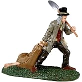 Lemax Grave Digger &amp; Body Bag Accessory Figurine, #32196 Halloween Display | Gravedigger Hauls a Body Bag from the Plot | Collectible Figurine | Spooky Town Village Tabletop Display