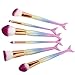 Coshine 6pcs/set 3D Rainbow Mermaid Nylon Hair Makeup Brush Set, for Foundation, Eyeshadow, Blush, Cream, Concealer, Loose Powder