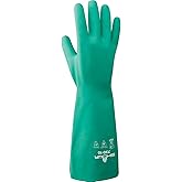 SHOWA 730 Nitrile Chemical Resistant Safety Glove with Cotton Flocked Liner, Food Safe, 15 Mil Thick, 13" Length, Large (12 Pair)