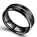 King Will Classic Men Black Tungsten Carbide 8mm Polished Matte Brushed Finish Center Wedding Band Ring