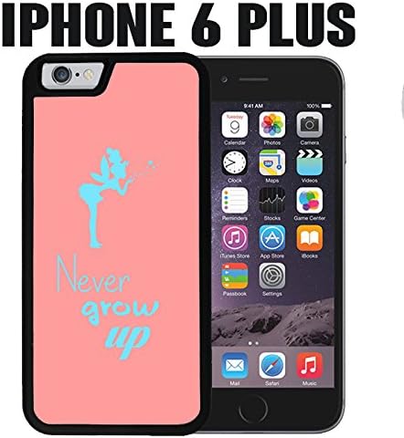 iPhone Case Never Grow Up for iPhone 6 PLUS Rubber Black (Ships from CA) With Free .33 mm Premium Tempered Glass Screen Protector