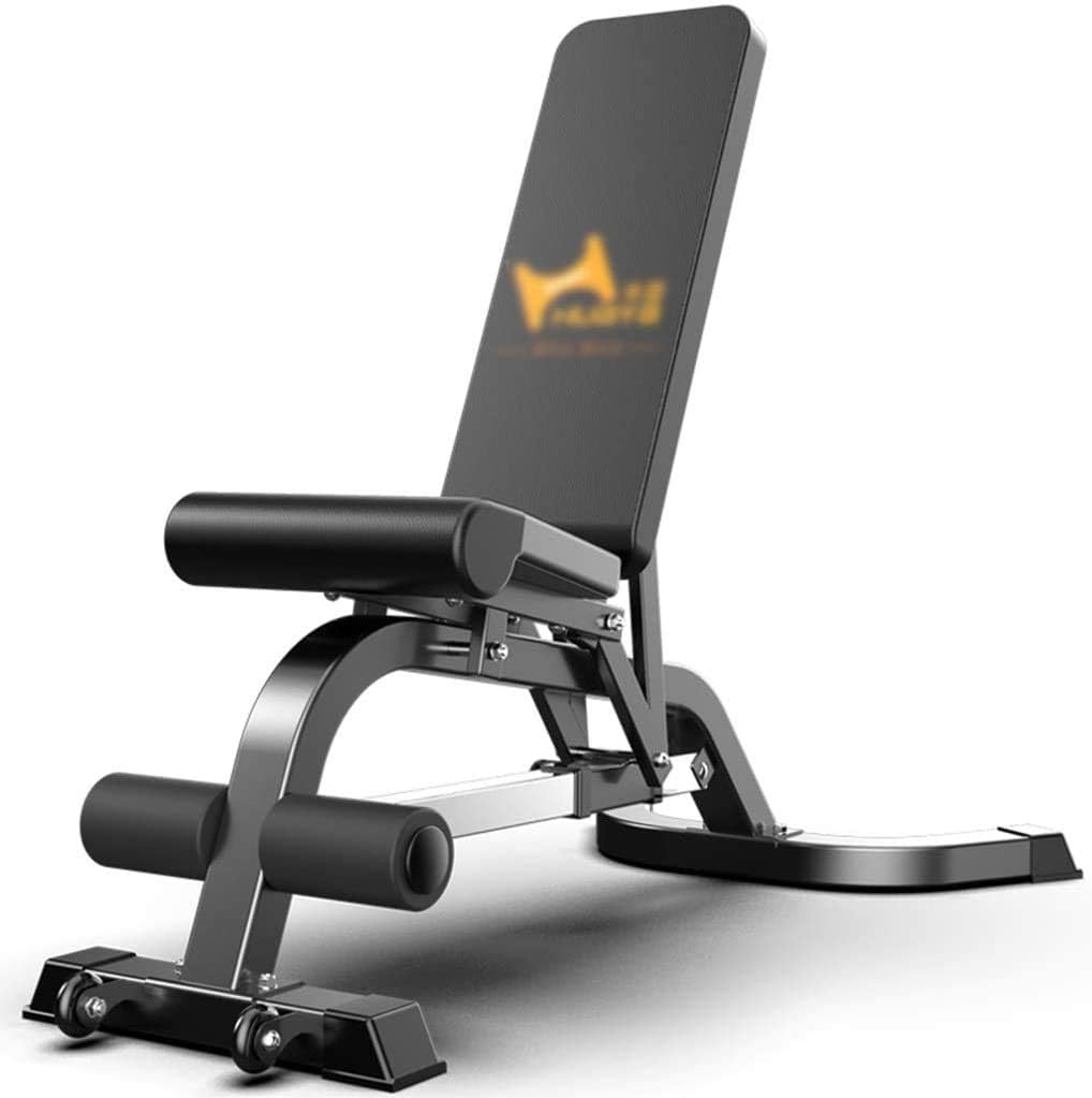 GJJSZ Professional Dumbbell Bench Commercial Adjustable Bench Home Training Gym Tilted Bench Abdominal Board Sit-Ups 22.5KG Weight Table (Color : Black, Size : 145 * 113 * 73cm)