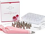 Natizo Deluxe Cake Decorating Kit - 43 Piece Set with 26 Reusable Stainless Steel Icing Piping Tips - Easy Clean and Storage - Impress Your Family and Friends with Beautiful Cake Decorations