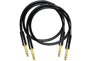 2 Units - 2 Foot - Canare L-4E6S Star Quad, Patch Cable terminated with Neutrik-Rean NYS ¼ Inch (6.35mm) Gold TRS Stereo Phone Plugs - CUSTOM MADE By WORLDS BEST CABLES.