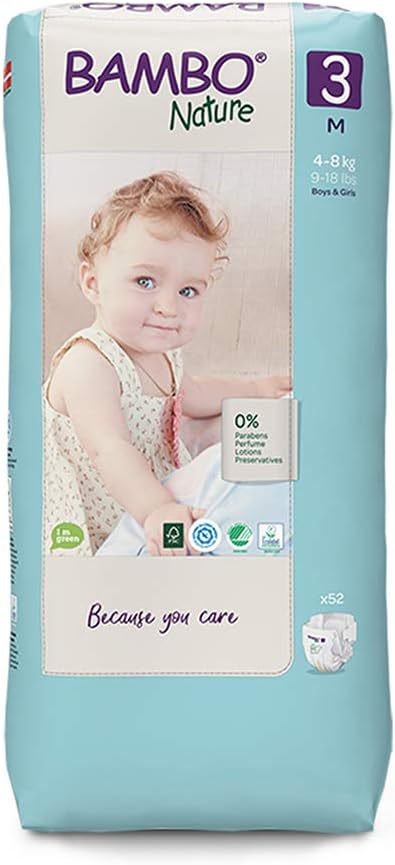 Bambo Nature Couche Taille 3 4-8kg Tall Pack 52 unités