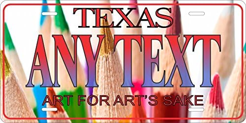 Texas Art Pencil Personalized Custom Novelty Tag Vehicle Car Auto Motorcycle Moped Bike Bicycle License Plate