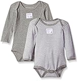 Burt's Bees Baby Unisex Baby 2 Pack Essentials L/S Bodysuits (Baby)-Heather