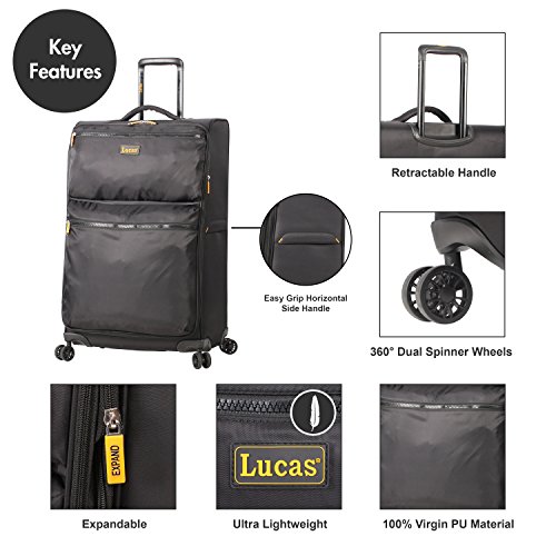 Lucas Designer Luggage Collection Expandable 24 Inch Softside Bag