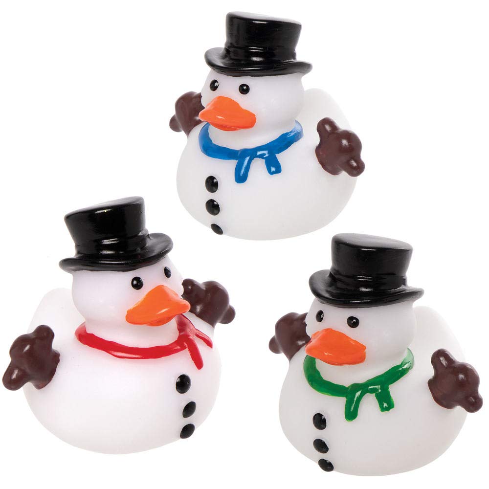 Baker Ross AX367 Snowman Rubber Ducks - Pack of 6, Novelty Toy for Children, Ideal Stocking or Party Bag Filler for Kids