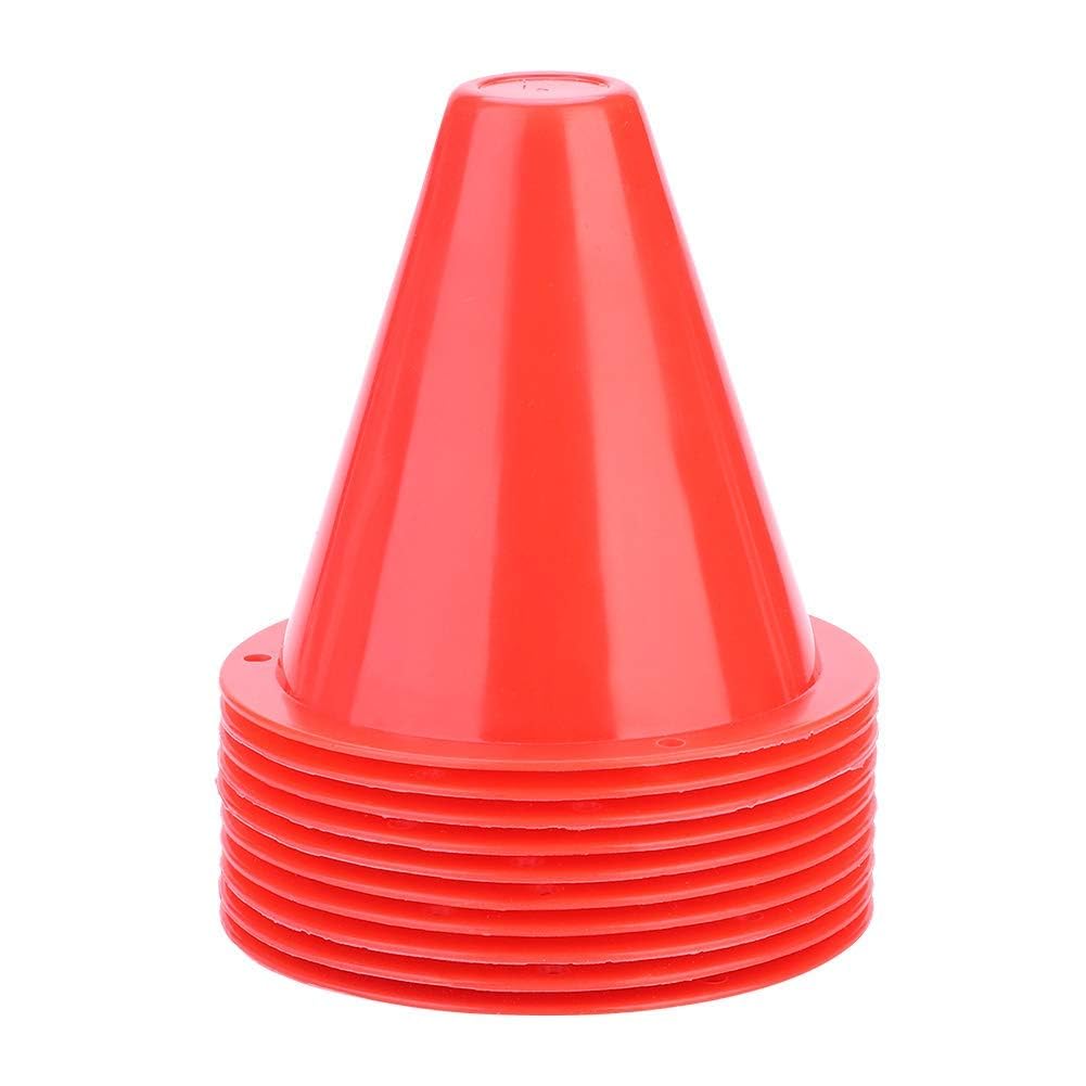 Alomejor 10pcs Football Agility Cones Sports Training Traffic Cones Cone Markers for Training Football Soccer Basketball(Red)